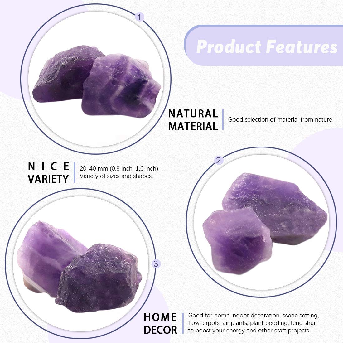 Hilitchi 1lb Bulk Raw Amethyst Stone Rough Crystal Stone for Cabbing, Tumbling, Cutting, Polishing, Wire Wrapping,Gem Mining, Wicca, Reiki and Crystal Healing