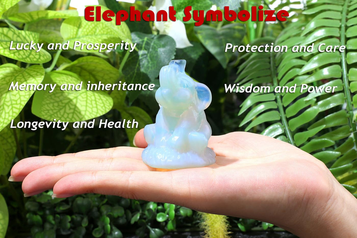 ZHIYUXI 2.2" Opalite Elephant Gifts for Women Encouraging White Elephant Decor Lucky Cute Elephants Figurine Inspirational Gifts for Women