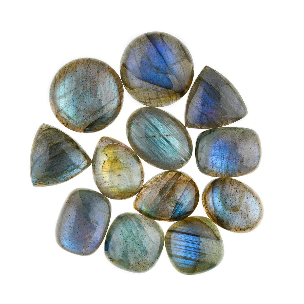 GemSymphony 100 Carat Natural Labarodite Gemstone Cabochon Lot Mixed Shapes – 9 to 11 pcs Hand Polished Crystal Stones for Jewelry Making Supply, Healing, Reiki, Craft Supplies, Unique Cab Set for Wire Wrapping & Collectors (10-20 mm)
