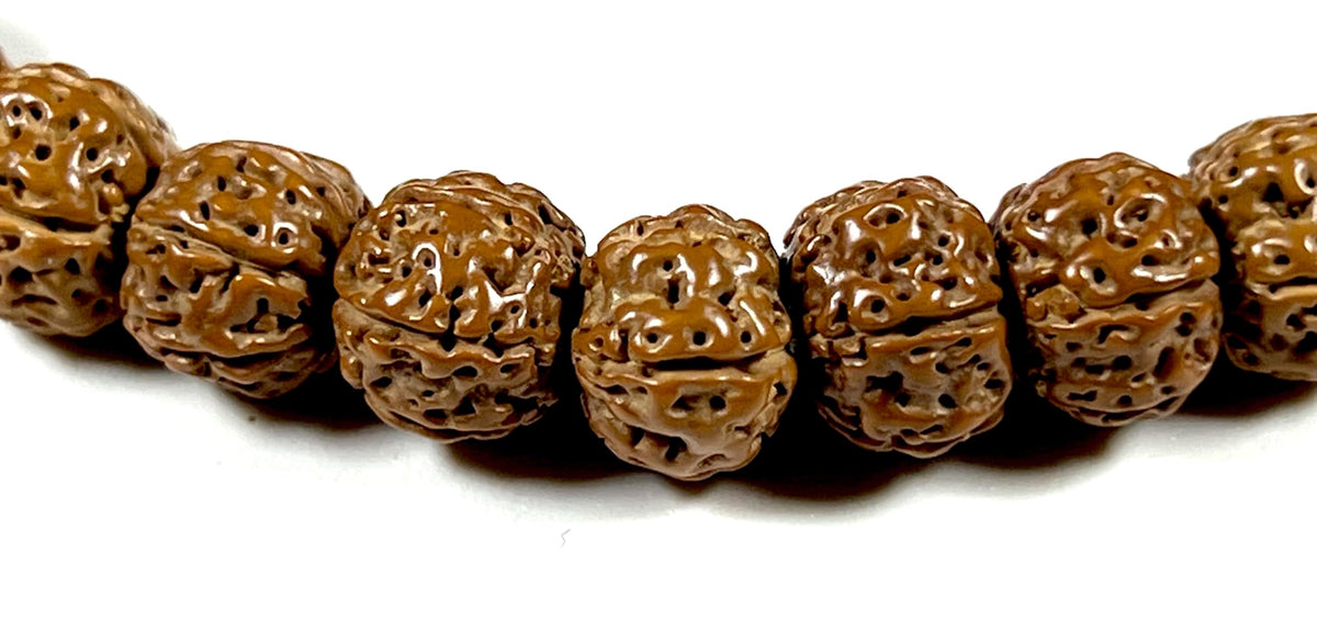 AWAKEN YOUR KUNDALINI 5 Mukhi Chikna Pathri Rudraksha Bracelet - AAA Grade 8mm Rudraksh Beads - Root Chakra Balance & Universal Sun Sign - Cultivate Spiritual Growth - Handmade