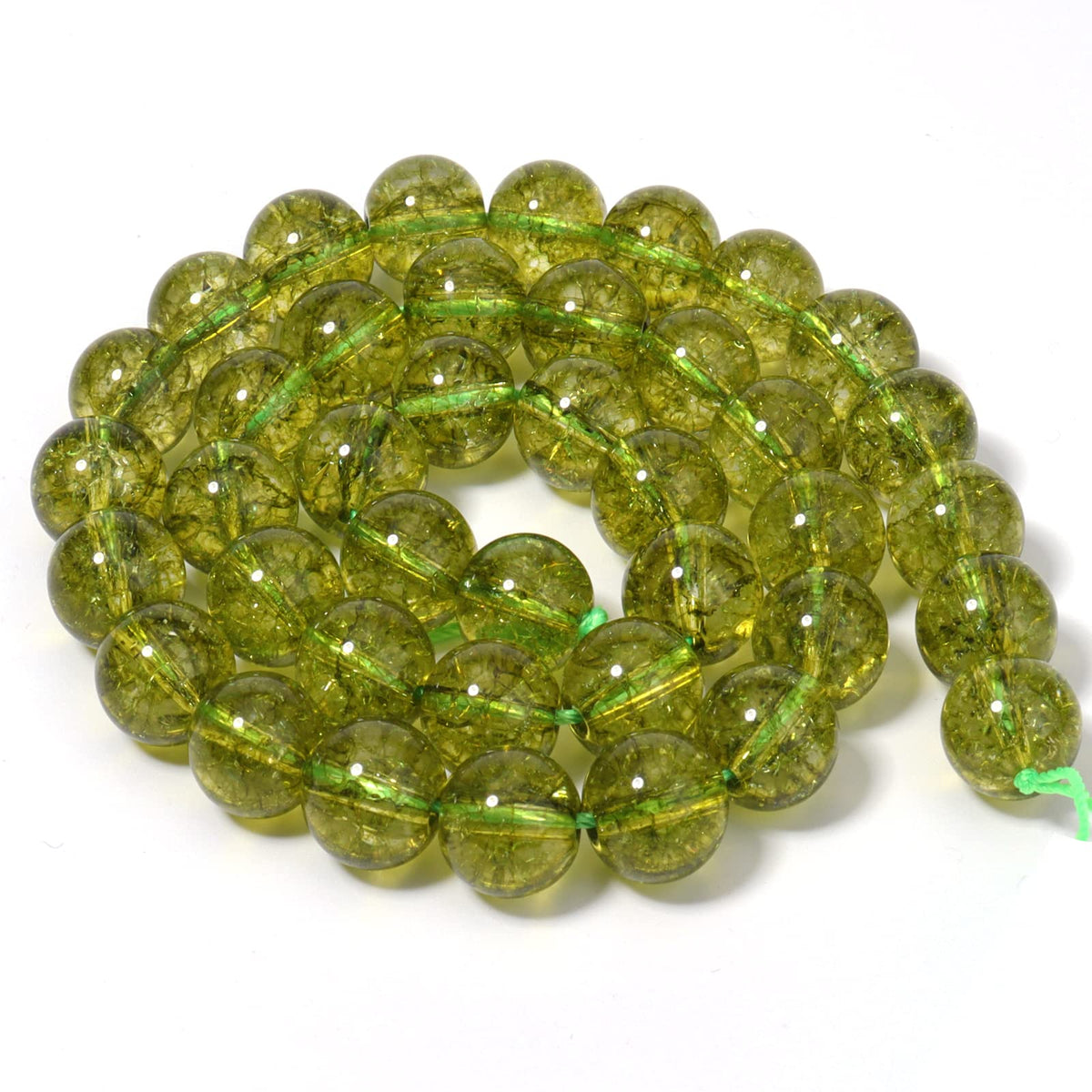 60pcs 6mm Natural Stone Beads Peridot Jade Beads Energy Crystal Healing Power Gemstone for Jewelry Making, DIY Bracelet Necklace