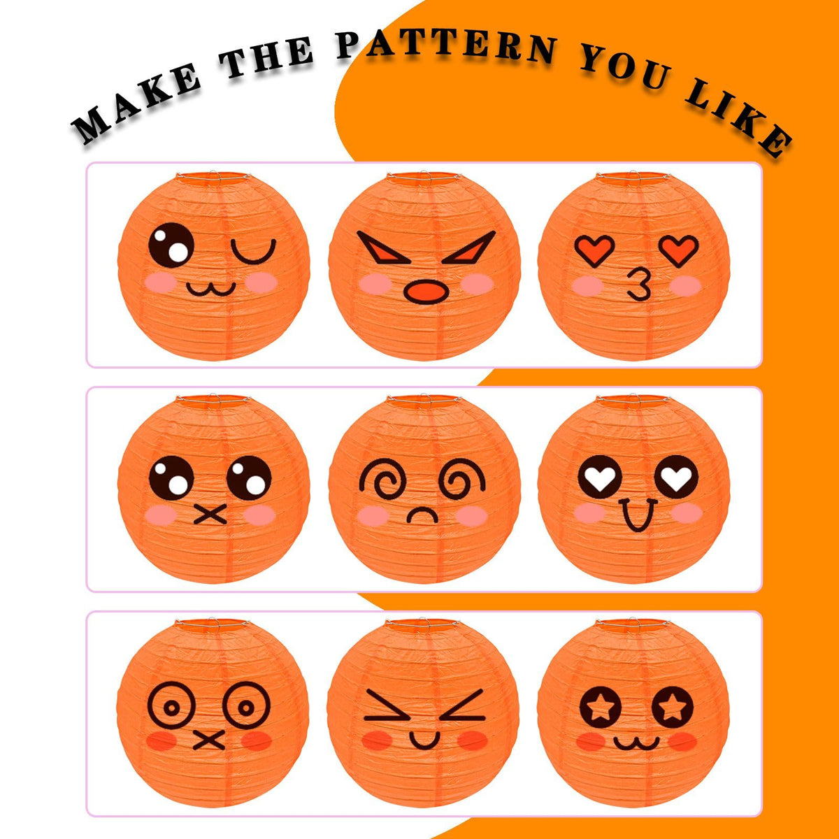 Orange Paper Lanterns, 12Pcs 6-12 Inch Round Hanging Party Decorations