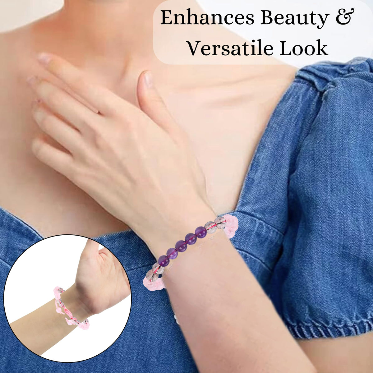 ANAYA AGATE Bracelet for Sleep Manifestation Rose Quartz Amethyst Smoky Quartz Bracelet Set - Healing Calming Anxiety Stress Relief Gifts Pulseras Para Hombres Mujer Stocking Stuffers