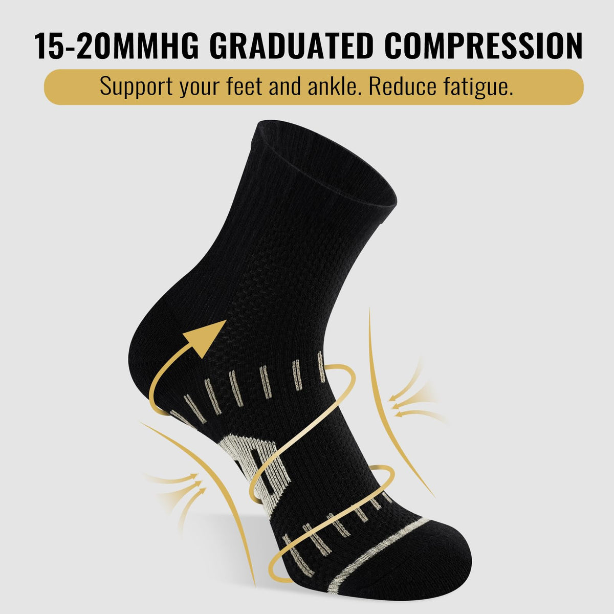 SukModen Copper Ankle Compression Socks for Men and Women (6 Pairs), Breathable Arch Support Short Running Socks