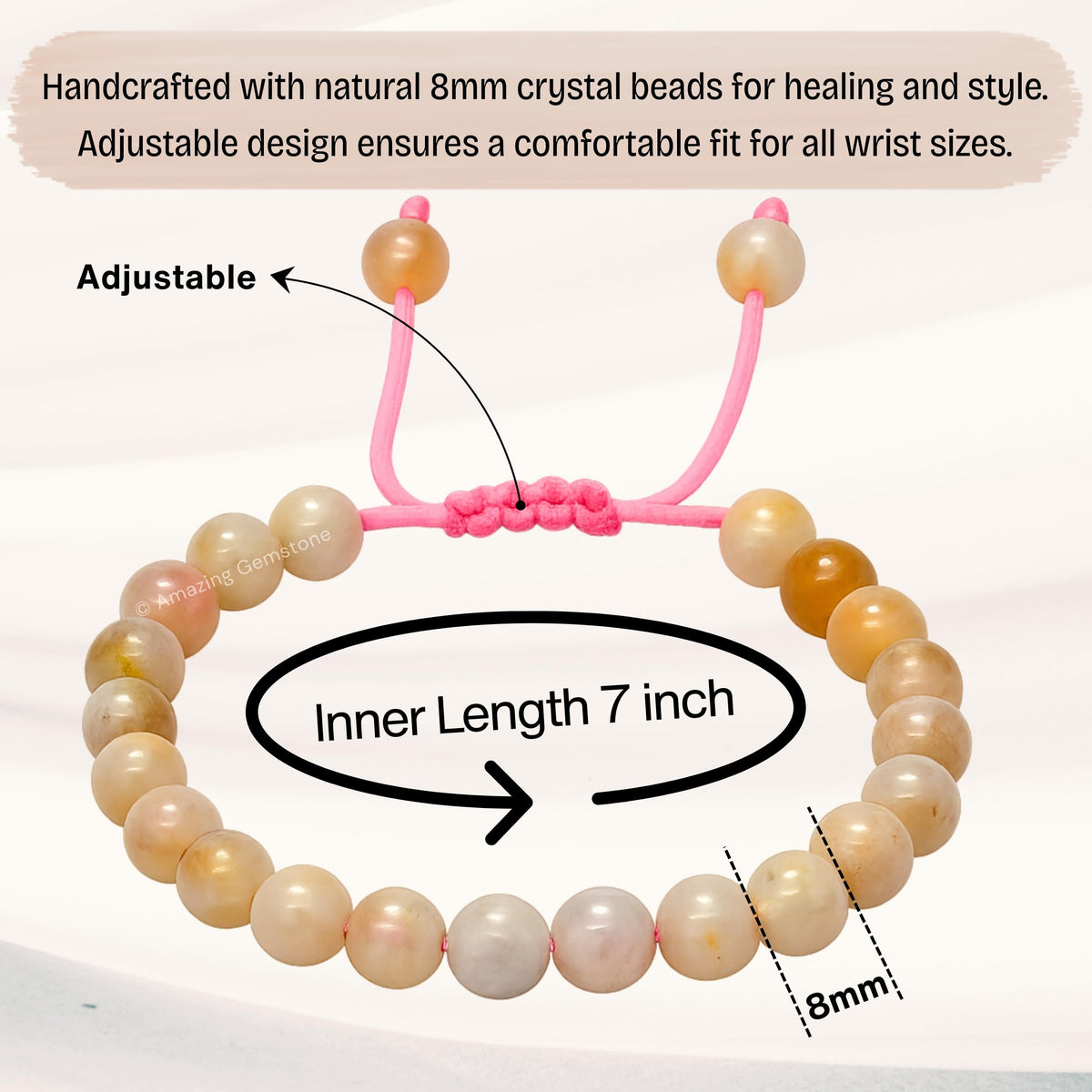 Amazing Gemstone Canadian Flower Agate Bracelet for Women Men's Gifts - Protection Healing Crystal Bracelet - 8mm Gemstone Beaded Adjustable Bracelet Pulseras Para Hombres Mujer Stocking Stuffers