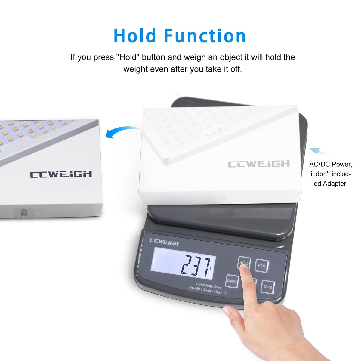 Postal Scales 6.6lbs 3kg/0.1g High Precision Food Scale for Kitchen with Hold,Tare and PCS,Portable Shipping Scale for Packages, Small Kitchen Business,Jewelry,Batteries Included （Grey6.6lbs/0.1g）