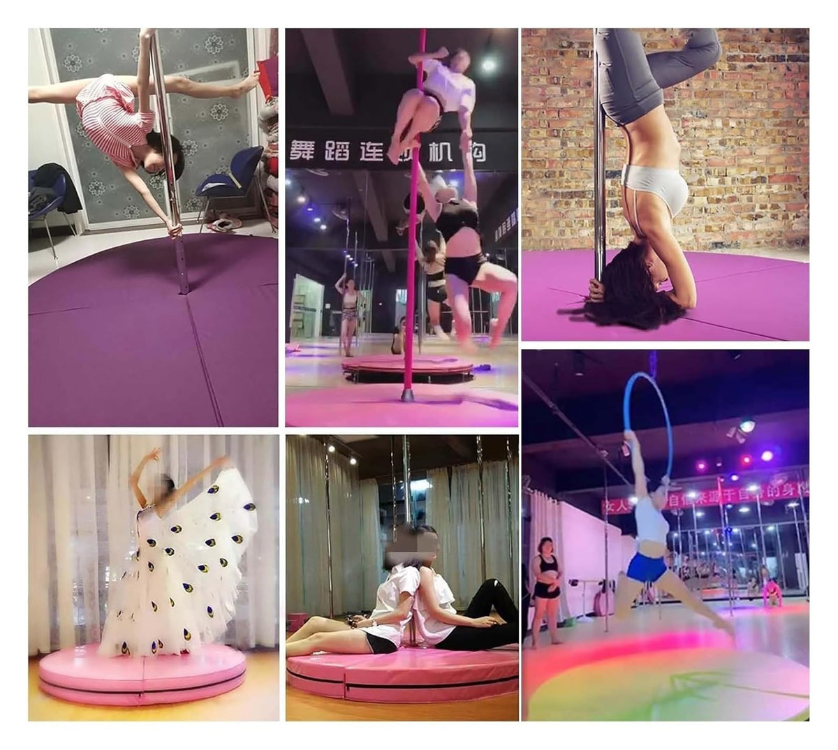 OneGrifN Pole Crash Mat，Stripper Pole Crash Pad， Round Folding Crash Mat,Thick Foam Safety Pad for Gymnastics/Fitness/Aerial Yoga,Leather Anti-Collision(Green,120cmx3cm(47.2inx1.2in))