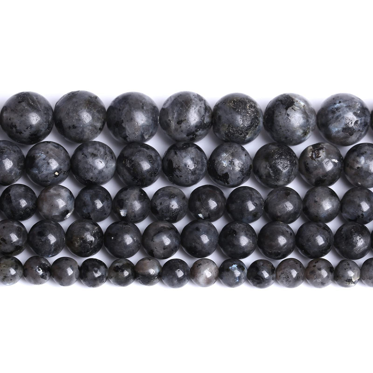 Natural Black Labradorite Stone Beads Round Larvikite Beads for Jewelry Making DIY Bracelet 8mm 45pcs 15" Strand Wholesale (Black Larvikite Labradorite Beads, 8mm)