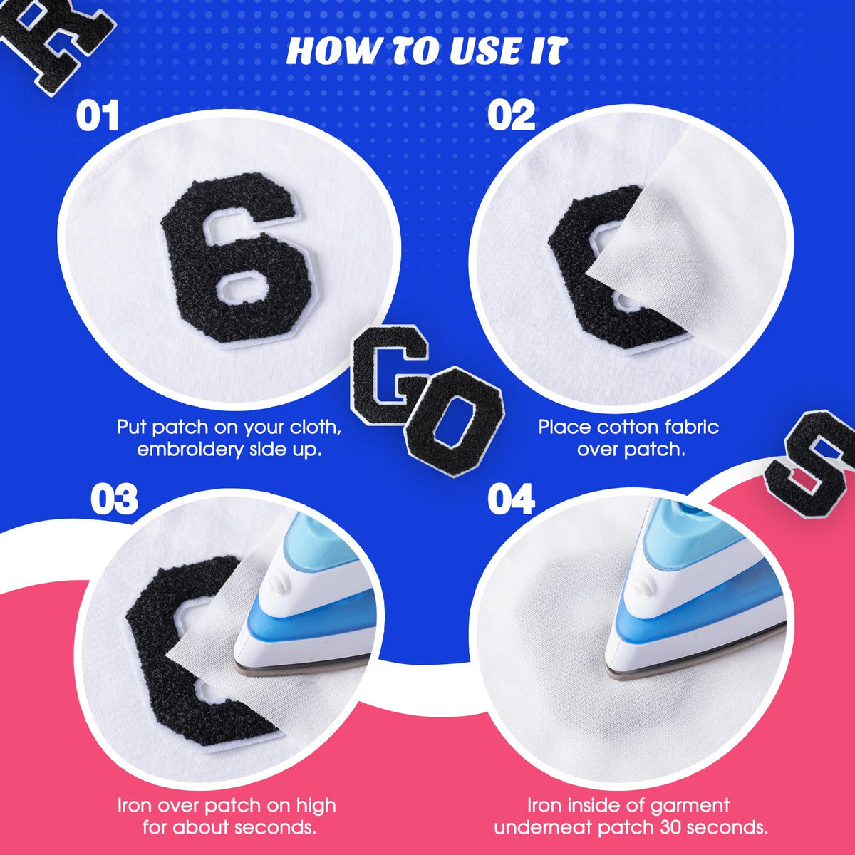 Lyrow 72 Pieces Chenille Letters Patches Iron on 3. 2 H x 2. 2 W Letters and Numbers a to Z Alphabet, Numbers 0 to 9 Embroidery Applique Patch for Clothing Backpacks Hats DIY Supplies(Black and White)