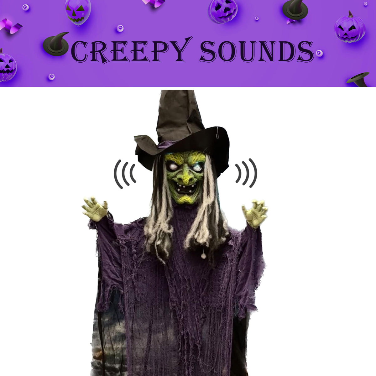 GiftExpress 12FT Hanging Laughing Witch Decoration with LED Light-up Eyes and Creepy Laughing Sound for Halloween House Decoration, Haunted House Decoration