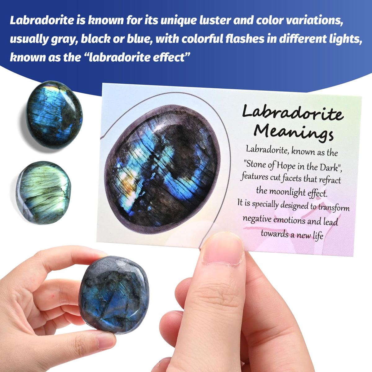 4-6PCS Gemstone Labradorite Crystals, Irregular Shaped Labradorite Healing Stones, Natural Hand Carved Palm Stone Worry Stone Crystals for Meditation, Home Decor-140g