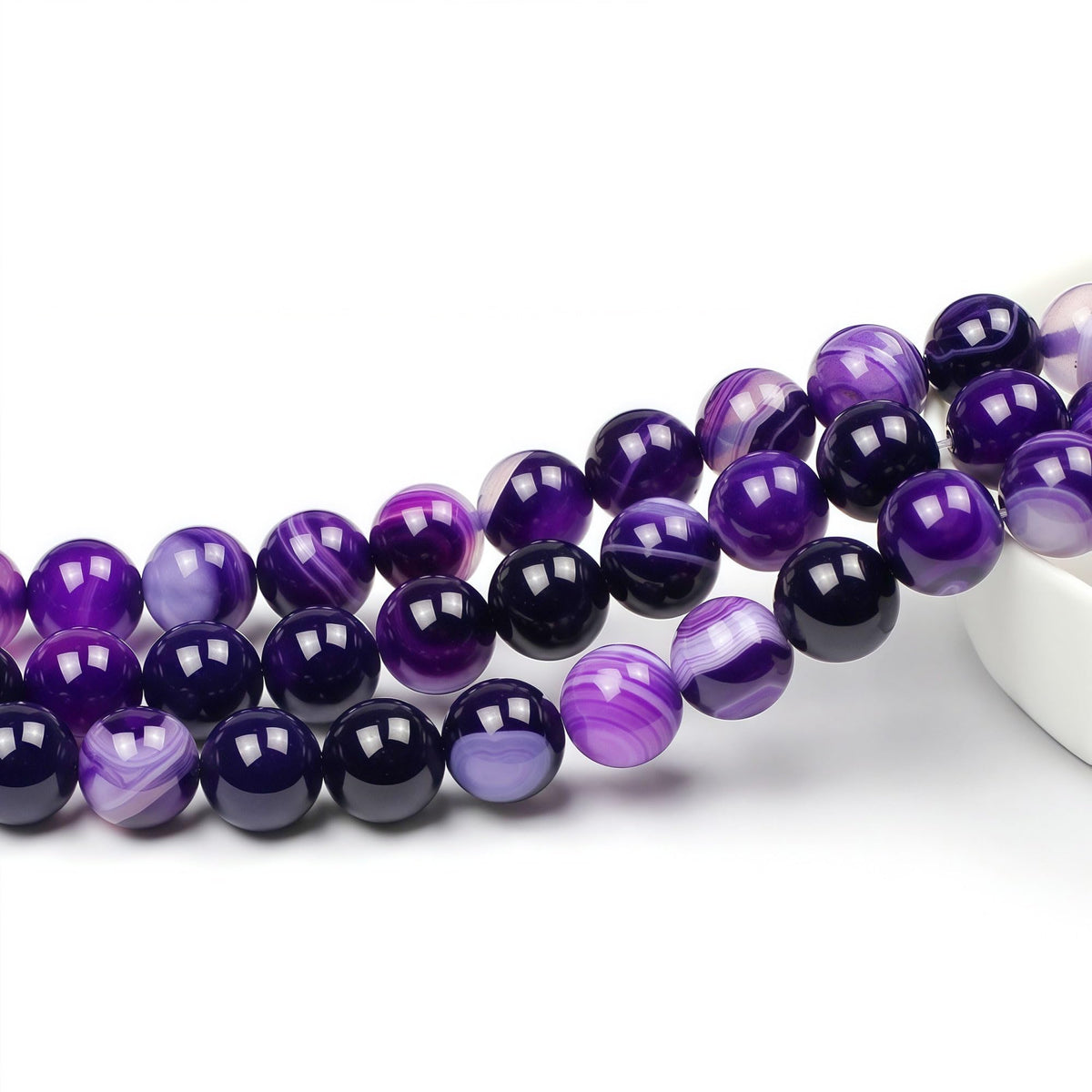 MJDCB Natural Stone Beads Purple Striped Agate Round Loose Beads for Jewelry Making DIY Bracelet Necklace (10mm)
