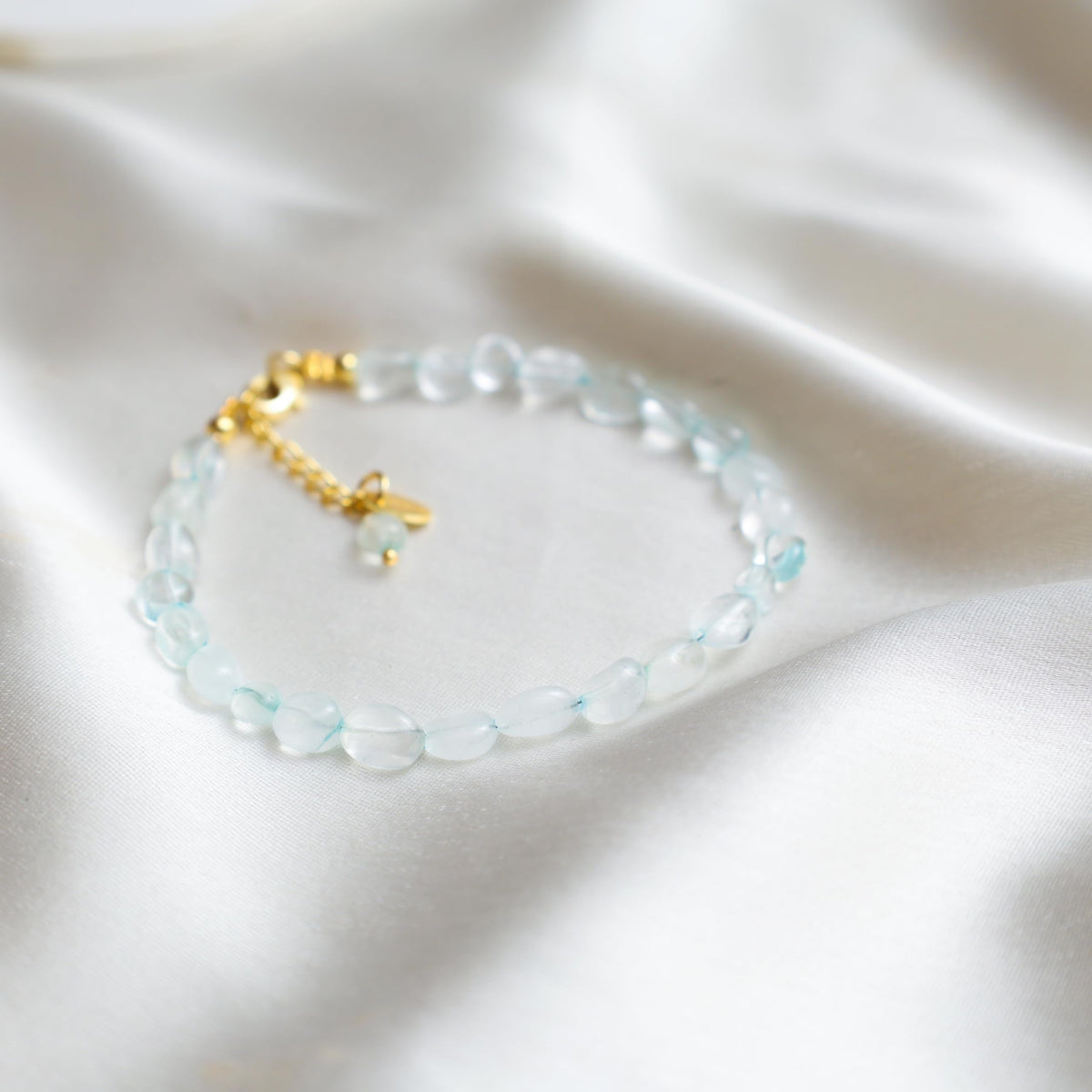 Gempires Blue Aquamarine Stone Bracelets March Birthstone Handmade Jewelry Hypoallergenic 8 Inch Statement Bracelets For Women