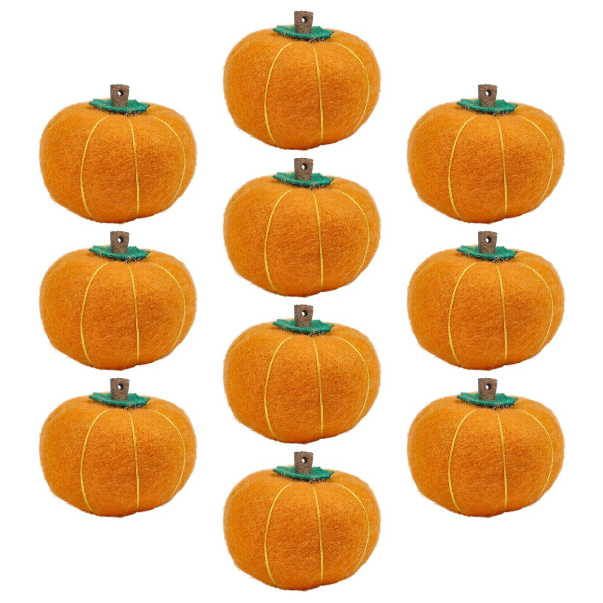 CHGCRAFT 10 Pcs Wool Felt Pumpkin 1.7 Inch Mini Fall Handmade Wool Felt Pumpkins for Crafts Autumn Thanksgiving Halloween Party Favors Farmhouse Decor, Orange Yellow