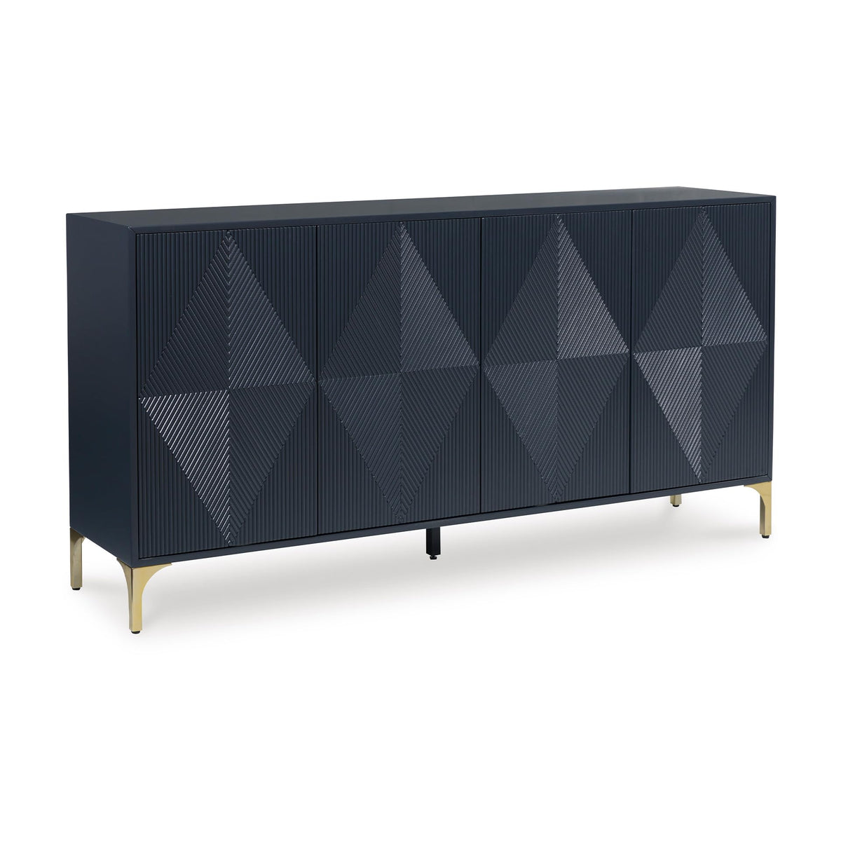 Signature Design by Ashley Loirwick Contemporary Accent Cabinet with Shelf and Geometric Pattern, Blue