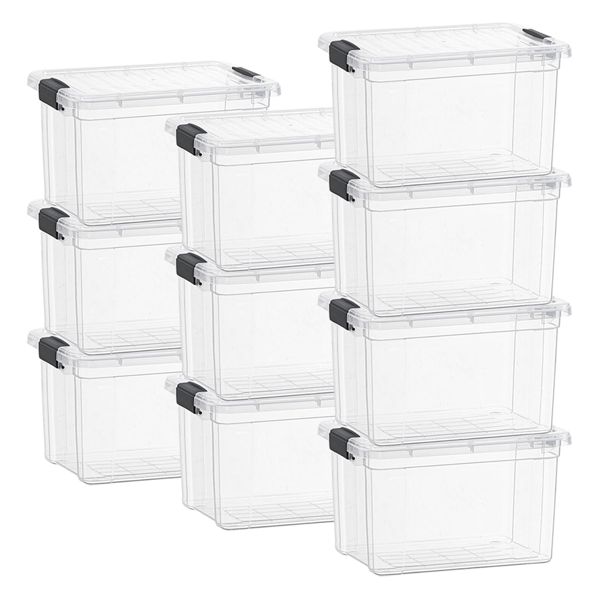 Superio Clear Storage Box with Lid, 49 Quart Plastic Container Bins for Organizing, Stackable Crates, BPA Free, Non Toxic, Odor Free, Organizers for Home, Office, School, and Dorm, 10 Pack