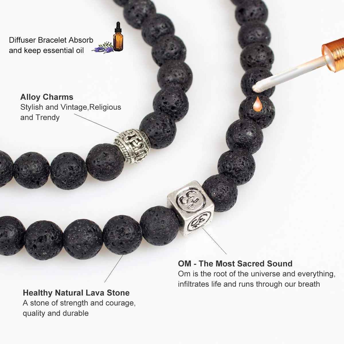 Addmluck 108 Mala Beads Necklace 7 Chakra Tree of Life Pendant Prayer Buddha Bracelets Healing Stone Yoga Men Women Jewelry(Natural lava beads)