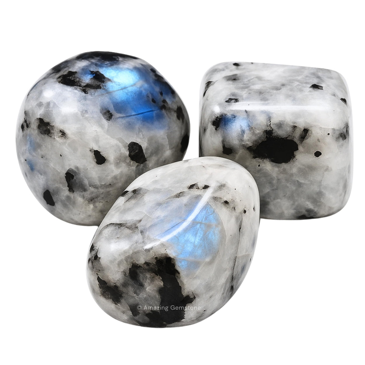 Amazing Gemstone Rainbow Moonstone Crystals and Healing Stones Tumbled - 1 oz Rainbow Moonstone Stone, Healing Stones for Energy Balance, Stress Relief - Premium Polished Gems Rocks for Meditation
