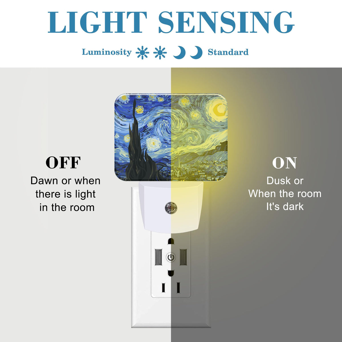 Uiaoiais Starry Sky Abstract Painting Plug in Night Lights, Starry Sky Nightlight Plug Into Wall Dusk to Dawn Sensor for Kid Girls Boys Women Men Bedroom, Hallway, Kitchen, Bathroom, Stairs Decor