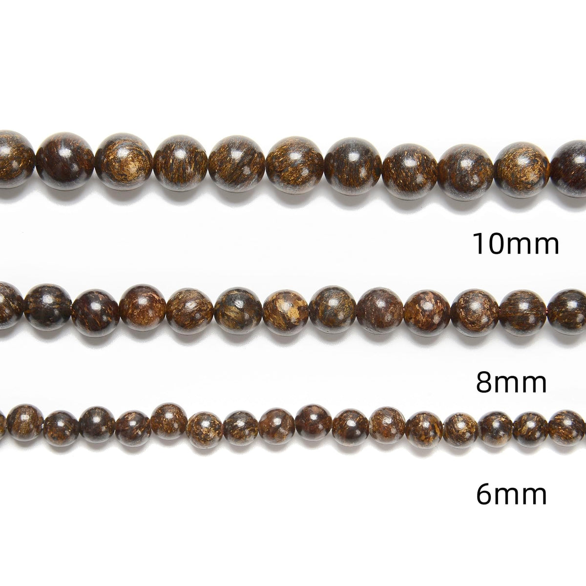 Land Long 120pcs(2 Strand/Set) 6mm Natural Bronzite Stone Beads with Energy Power, Smooth Round Gemstone Beads for Jewlery Bracelets Earrings Making DIY