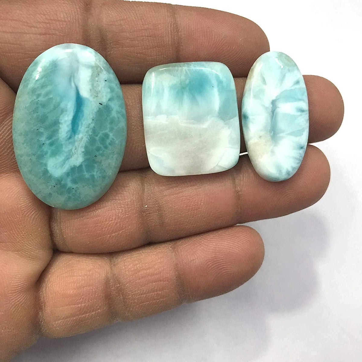 GEMKORA 75+ CTS Natural Larimar Gemstones Wholesale Cabochons Lot, Jewelry Making Loose Gemstone, Polished Gems, DIY, Wire Wrapping, Reiki, Wikka, Healing Crystals, Bulk Gemstone Deal