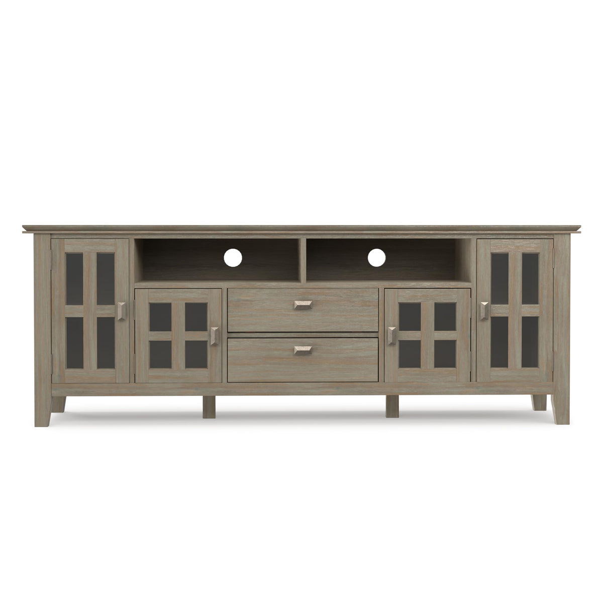SIMPLIHOME Artisan TV Stand - 72 inch Wide Solid Wood Media Console in Distressed Grey, Contemporary Entertainment Center for Living Room for TVs up to 80 Inches with Drawers and Cable Management