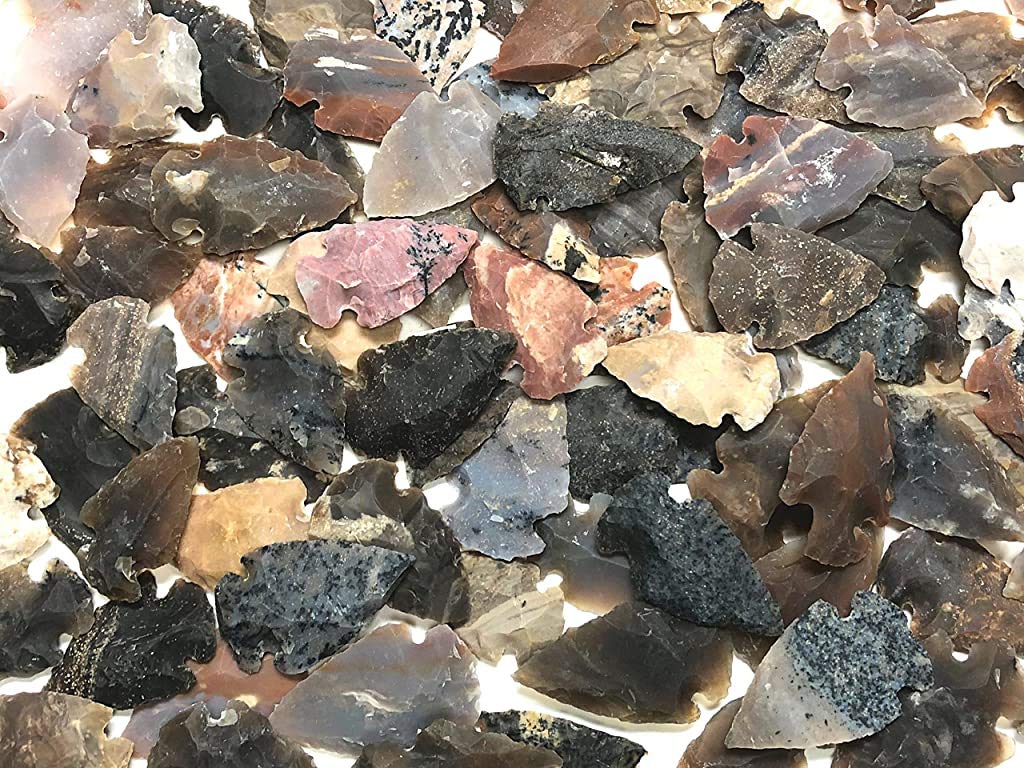Arrowhead Agate Stones, Replica Modern Carved Pieces ~1.25" (10)