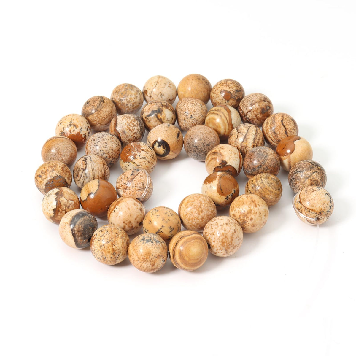 Siomia 45pcs 8mm Natural Picture Jasper Gemstone Beads Energy Healing Crystal Round Loose Stone Beads for Jewelry Making, DIY Bracelets Necklaces