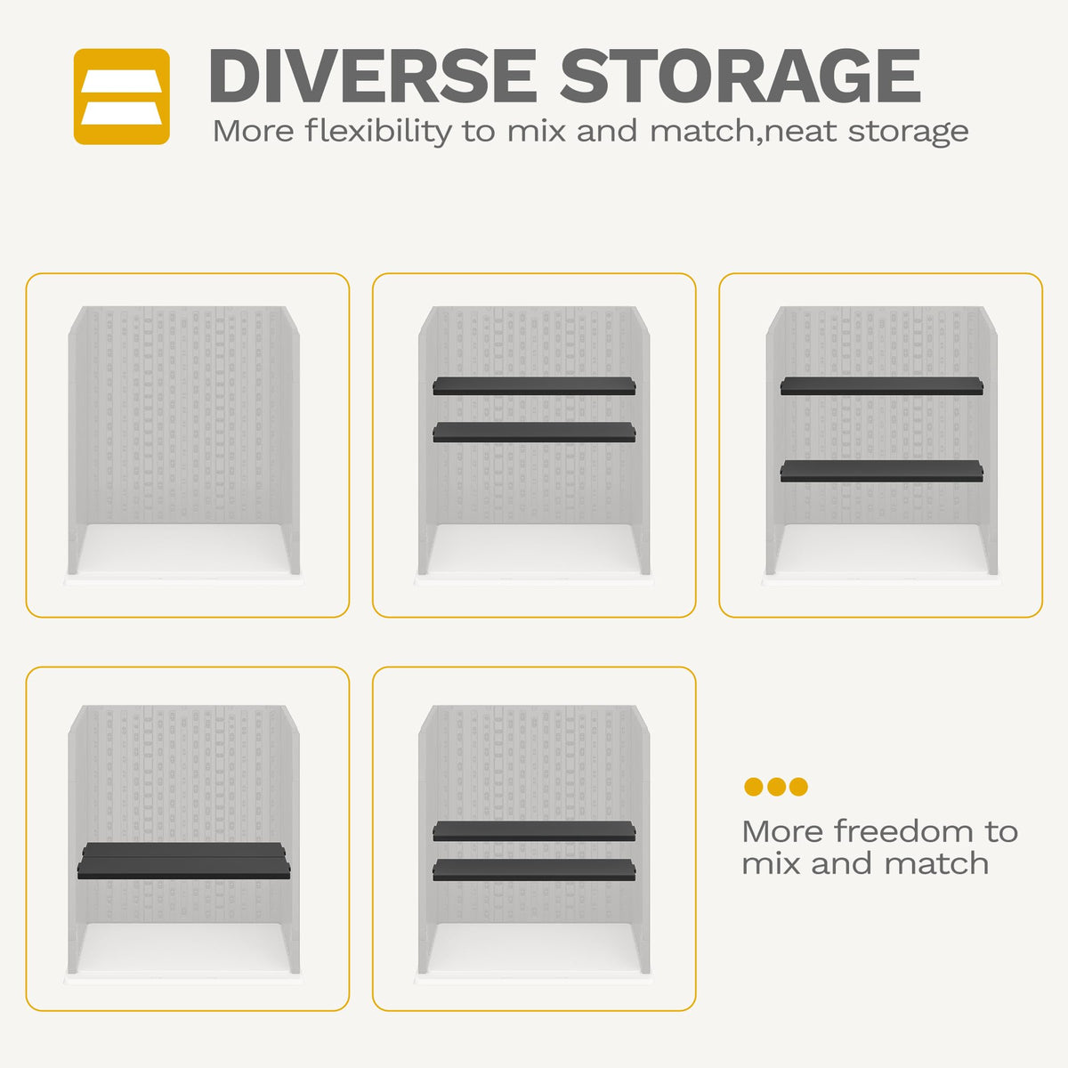 DWVO Outdoor Storage Cabinet with 2 Shelves, Waterproof Horizontal Plastic Storage Shed with Lockable Door, 15 cu. ft. Patio Tools Storage Box for Patio, Garden, Backyard, Deck, Dark Gray