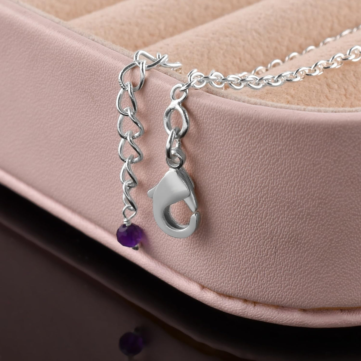YANARA Amethyst Ankle Bracelet for Women Jewelry, Natural Birthstone, Gemstone Beads, Handmade Dainty Anklet 9"+1.25" inch, 3mm Rounds, Chakra Energy Crystals, Silver Plated Chain