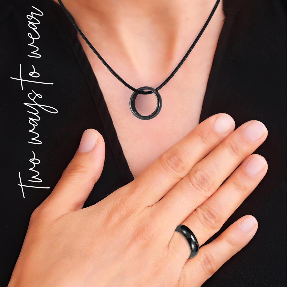 BTEYIVTA Magnetic Hematite Rings for Women & Men | Anxiety Balance Stone, Absorbs Negative Energy, Healing Jewelry | 6mm Wide, 2.4mm Thick, 2 Pack