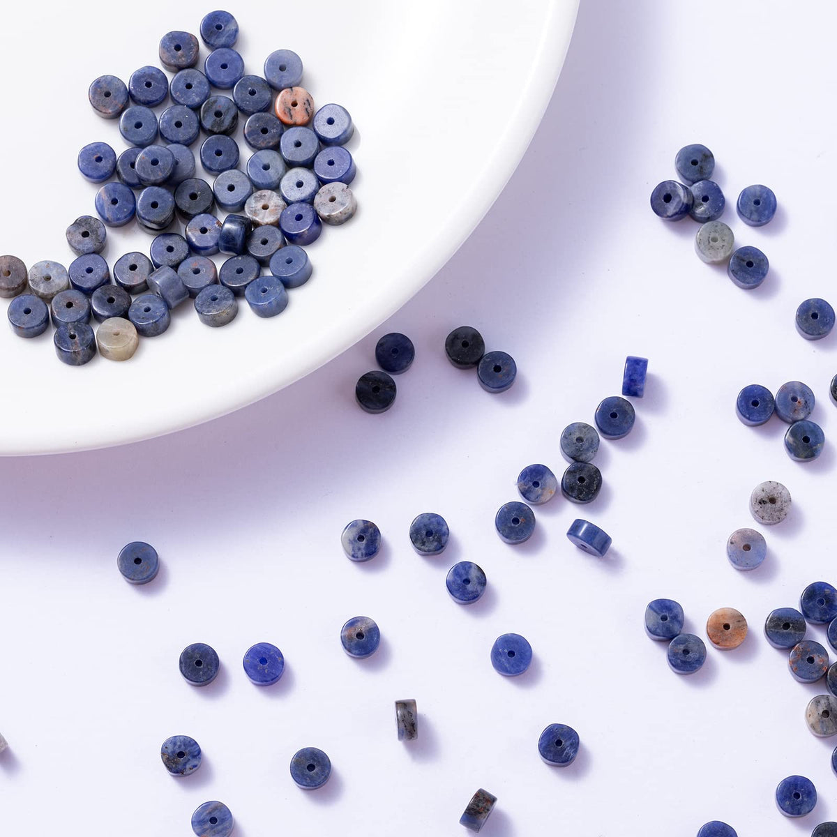 Natural Blue Sodalite Stone Spacer Beads 6x3mm 38cm/str Flat Round Loose Semi Gemstone Caps for Making Bracelets Necklace