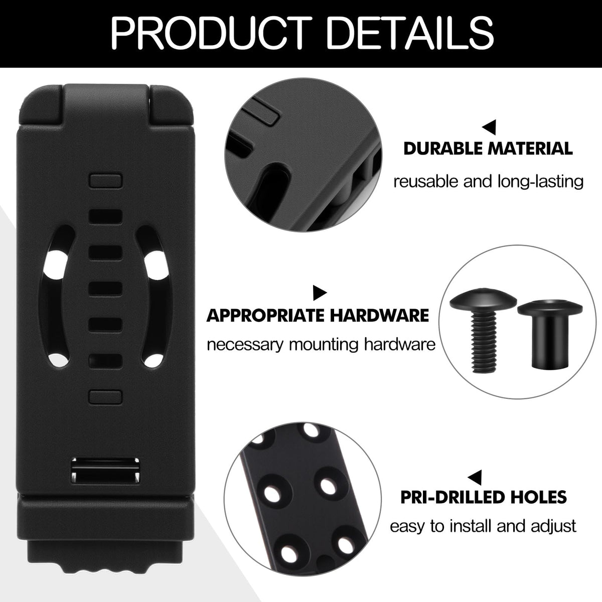 Lanties 8 Pcs Holster Belt Clips Knife Belt Clip Holster Hardware Adjustable Molle Adapter with Screws for Outdoor(3.46 x 1.26 Inch,Style 3)