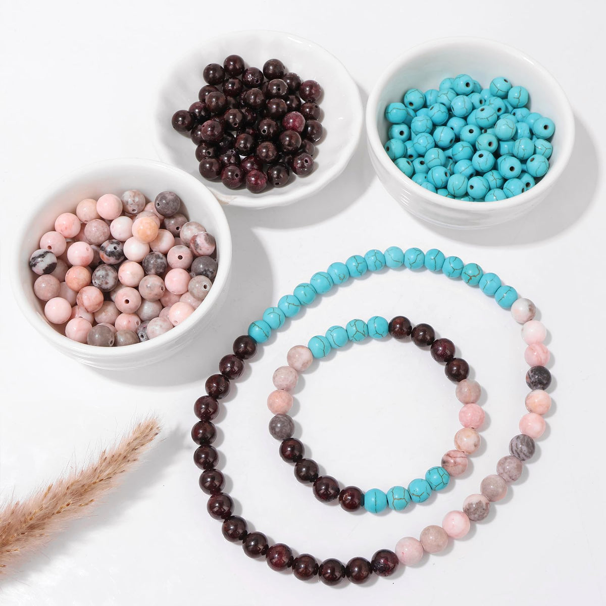 Risyfjew 50PCS 8mm Natural Dark Red Garnet Beads Gemstone Round Loose Beads for Jewelry Making Chakra Crystal Stone Beads for Bracelets Necklace Earrings Making Supplies (50pcs/Strand)