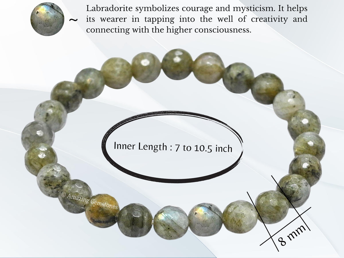 Amazing Gemstone Labradorite Bracelet for Women - Chakra Mens Bracelet Protection Crystals and Healing Stones - Blessing Bracelet Spiritual Meditation Gift Christmas Stocking Stuffers