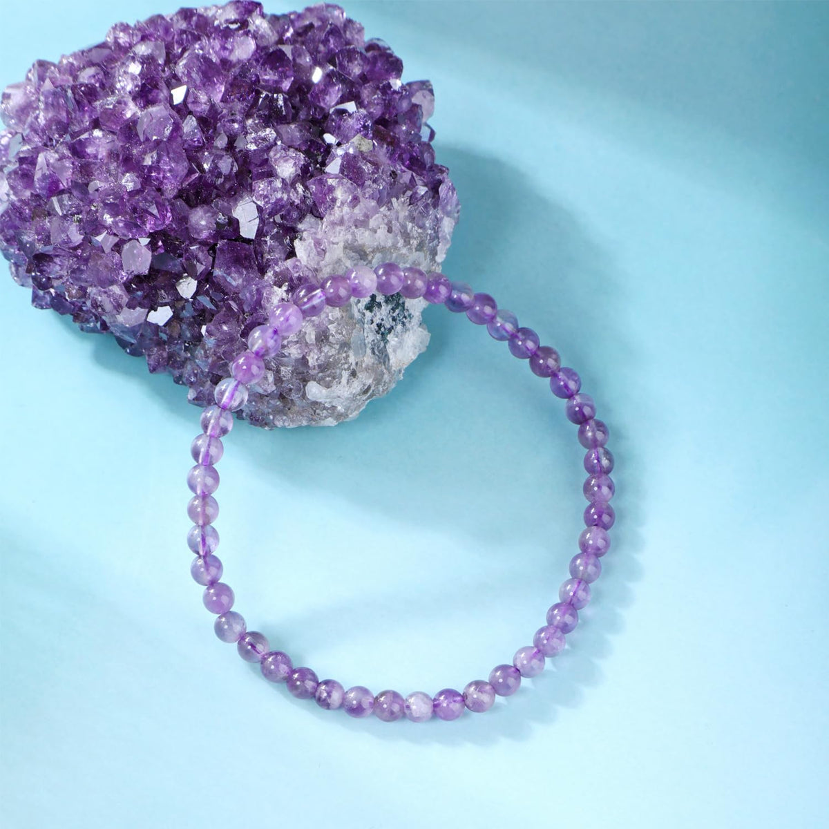 Bymitel 4mm Amethyst - Handmade Reiki Gemstone Stretch Bracelet, Natural Beauty & Spiritual Essence, Crystal Healing for Unisex Adults