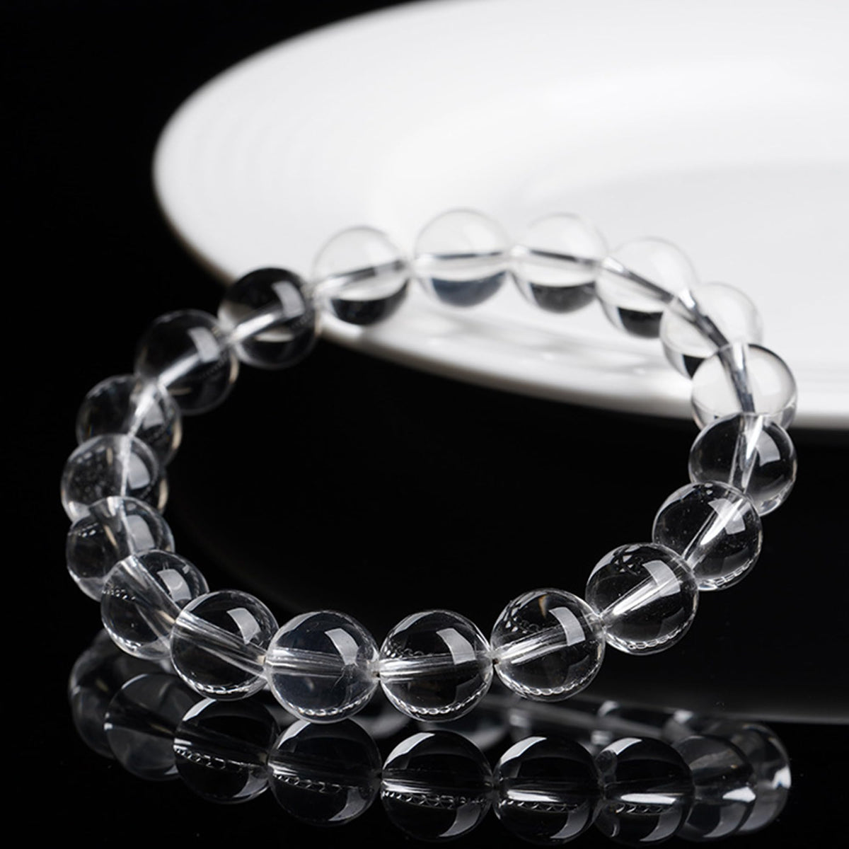 Cryhand Female 8mm Crystal Beaded Bracelets For Women Clear Quartz Bracelet for Men Handmade Lucky Money Stretchy Crystal Bracelets Best Gifts