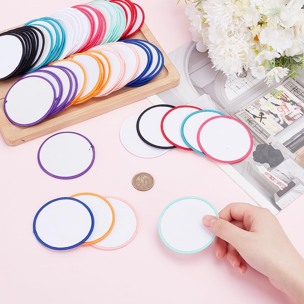 GOMAKERER 80 Pcs 10 Colors Sublimation Patches Bulk, 2.76 Inch Iron On Blank Patches Repair Appliques for DIY Crafts Hats Caps Shoes Backpack Bags Uniforms