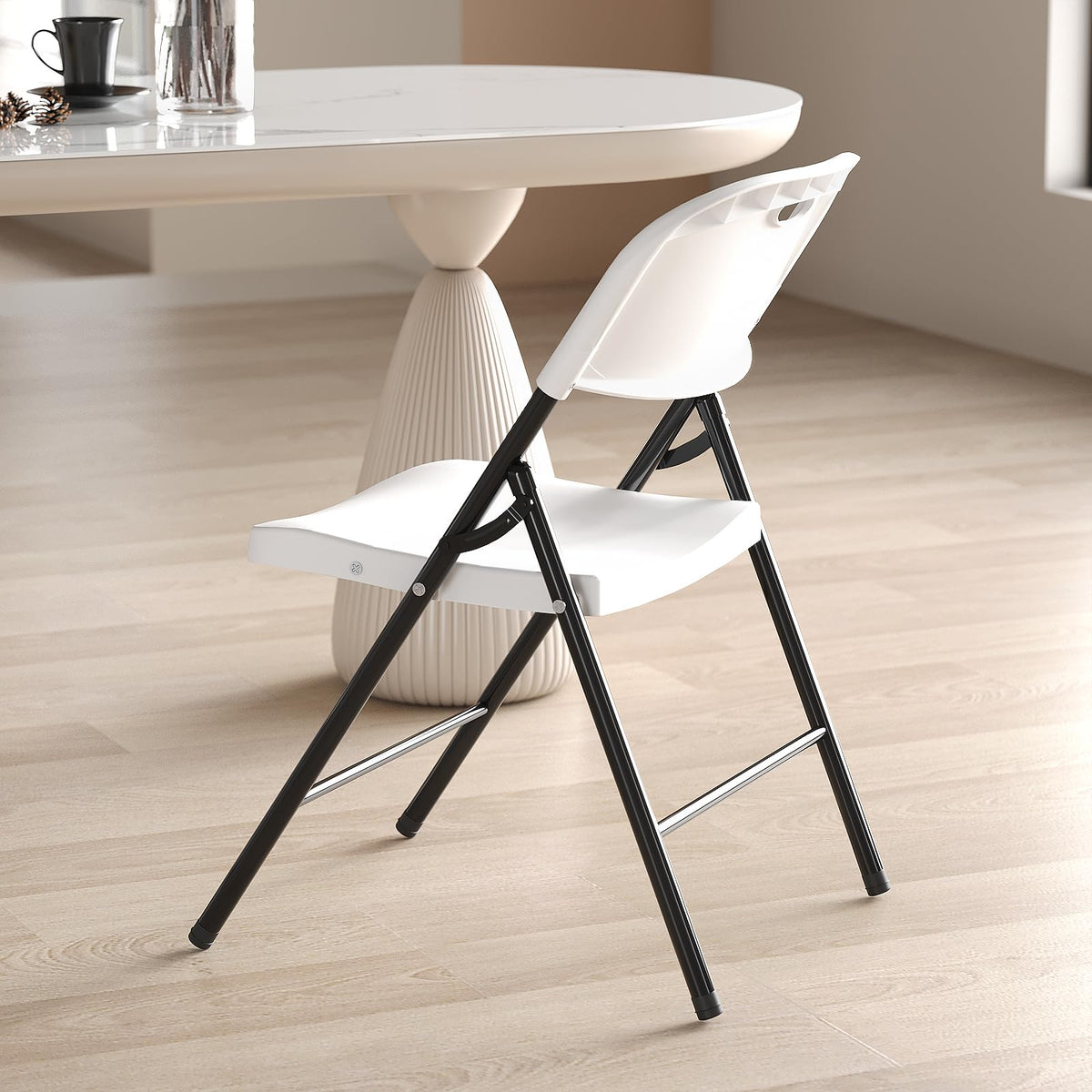 Nazhura 650 Weight Limit Heavy Duty Plastic Folding Chair with Reinfoced Steel Frame for Indoor and Outdoor, Wedding, Party, Restaurant, Meeting Room, Patio and Garden (White, 12 Pack)