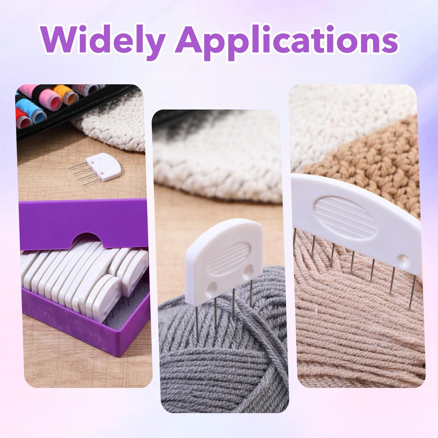 Kifmurase 20PCS Knit Blocking Pins Kit, Knit Blockers Combs for Blocking Knitting Crochet Lace or Needlework Projects, White Knitting Block Pins Kit Tool for Blocking Mats