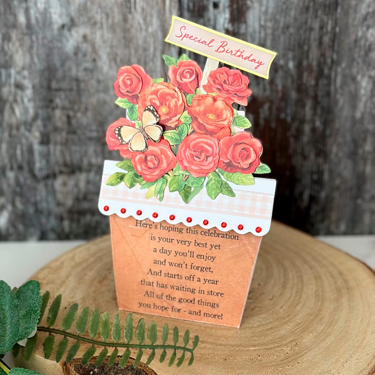 Katy Sue Flower Patch Pots Card Making Kit. 8 Cards, 8 Envelopes, 3 Sheets of Floral Die-Cut Decoupage, Adhesive Pads, & 2 Sheets of Birthday Sentiments Banners for Card Making Supplies