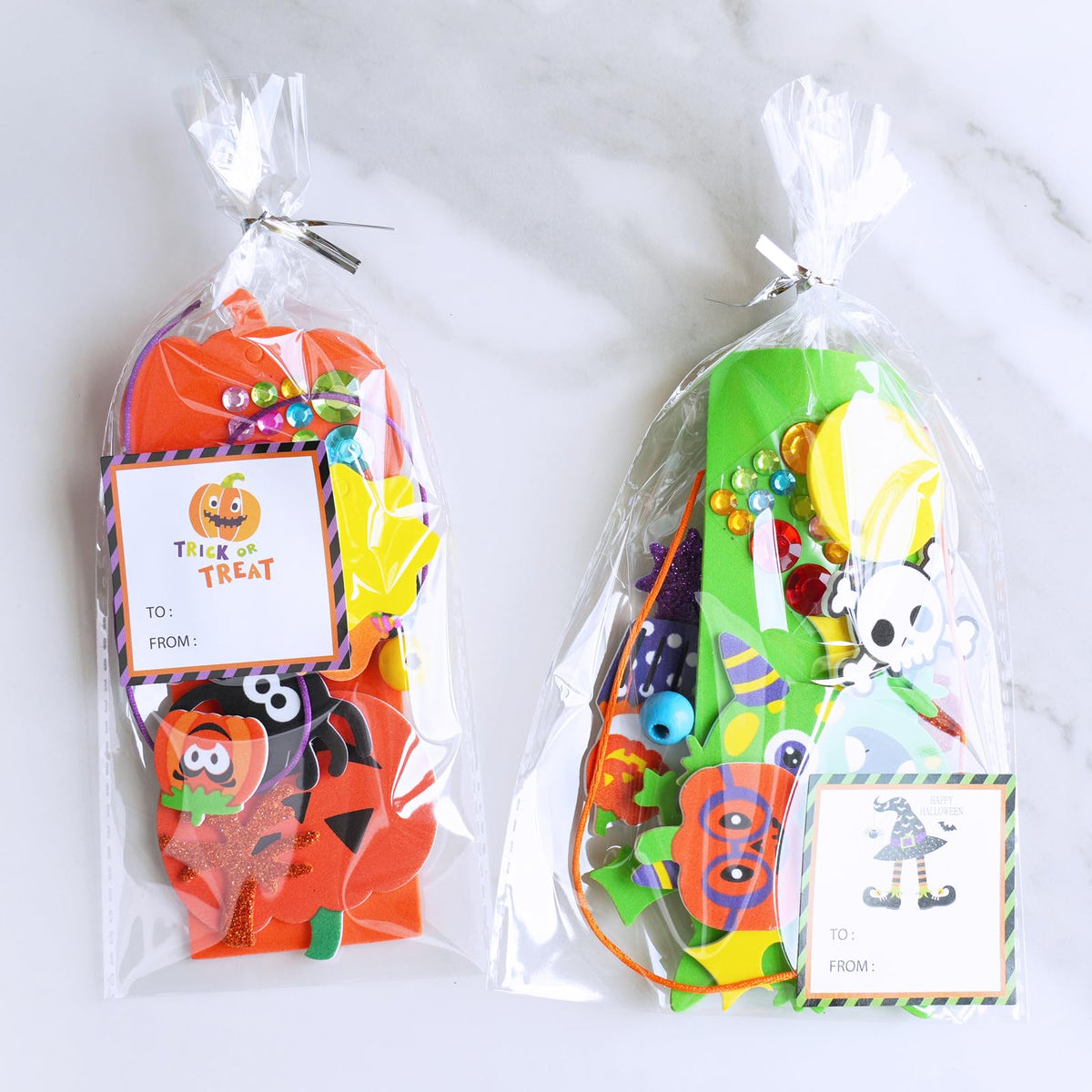 Winlyn 24 Sets Halloween Craft Kits Fall Crafts DIY Candy Corn Bat Ghost Witches Bookmark Ornaments Art Sets Foam Stickers Arts and Crafts for Kids Classroom Activities Trick-or-Treaters Party Favors