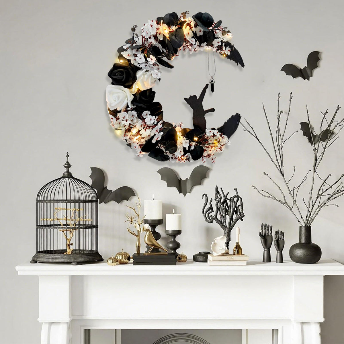 Halloween Wreath Decorations - Halloween Wreath for Front Door with Light