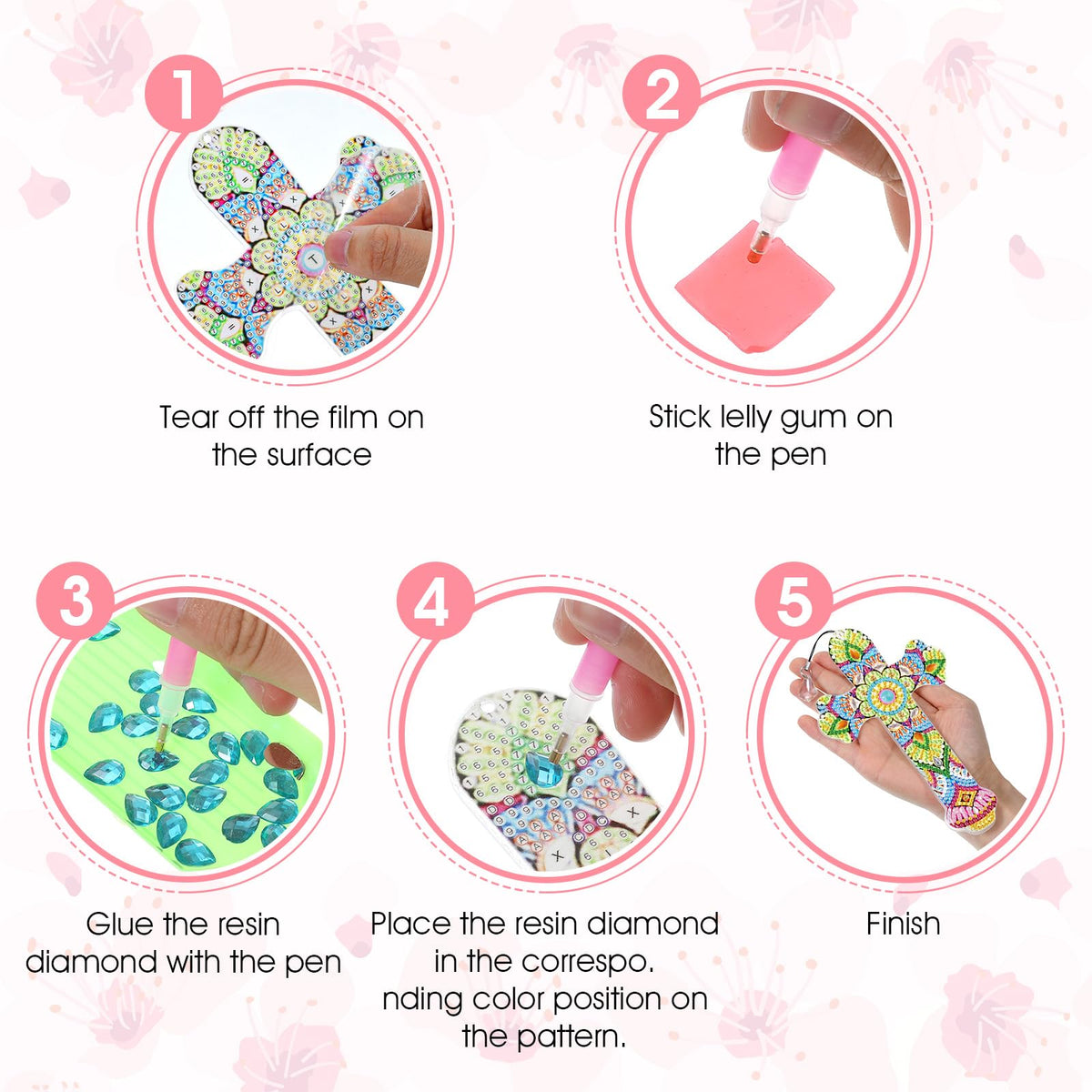 JIEYAO 12 Pcs Cross Diamond Art Bookmarks, 5D Diamond Bookmarks Kit, Rhinestone Painting Bookmark Cross Crystal Bookmarks Christian Bookmarks for Reading Lover Book Decor DIY Crafts Gift