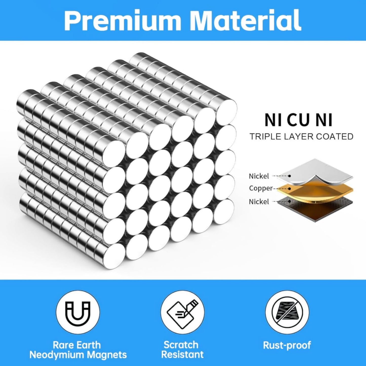 Magnets for Crafts, SIXQUEKJGH 300Pcs 6×3mm Small Mini Round Neodymium Rare Earth Magnets,Tiny Disc Refrigerator Magnets for 3D Printing DIY Whiteboard Home Office Kitchen Cabinet