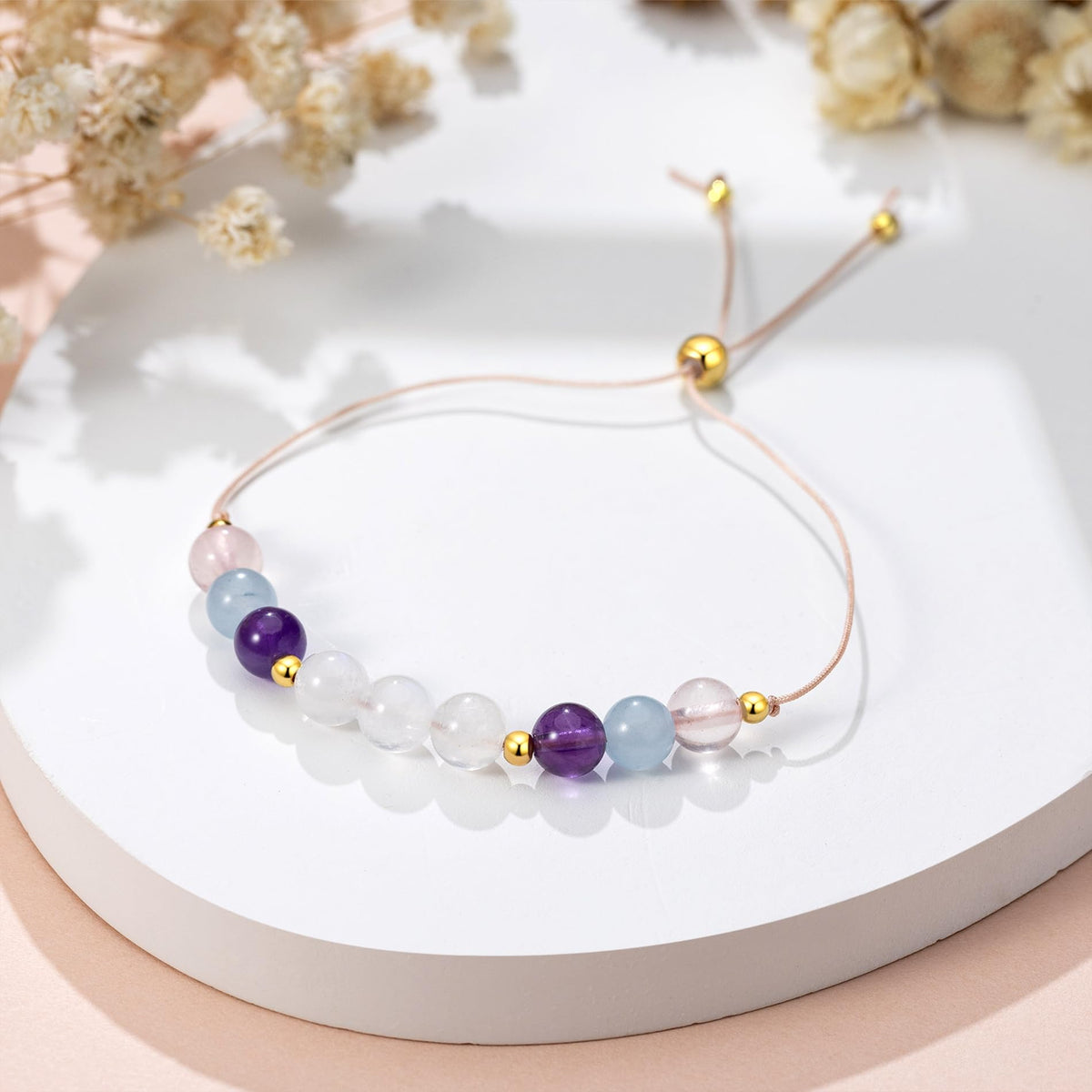 NOURISHLOV Moonstone Bracelets, New Beginnings Gifts for Women, Good Vibes Only Bracelet, Manifestation Gifts, Protection Gift, Positive Energy, Manifest Positivity, Happiness Bracelet Gift for Her