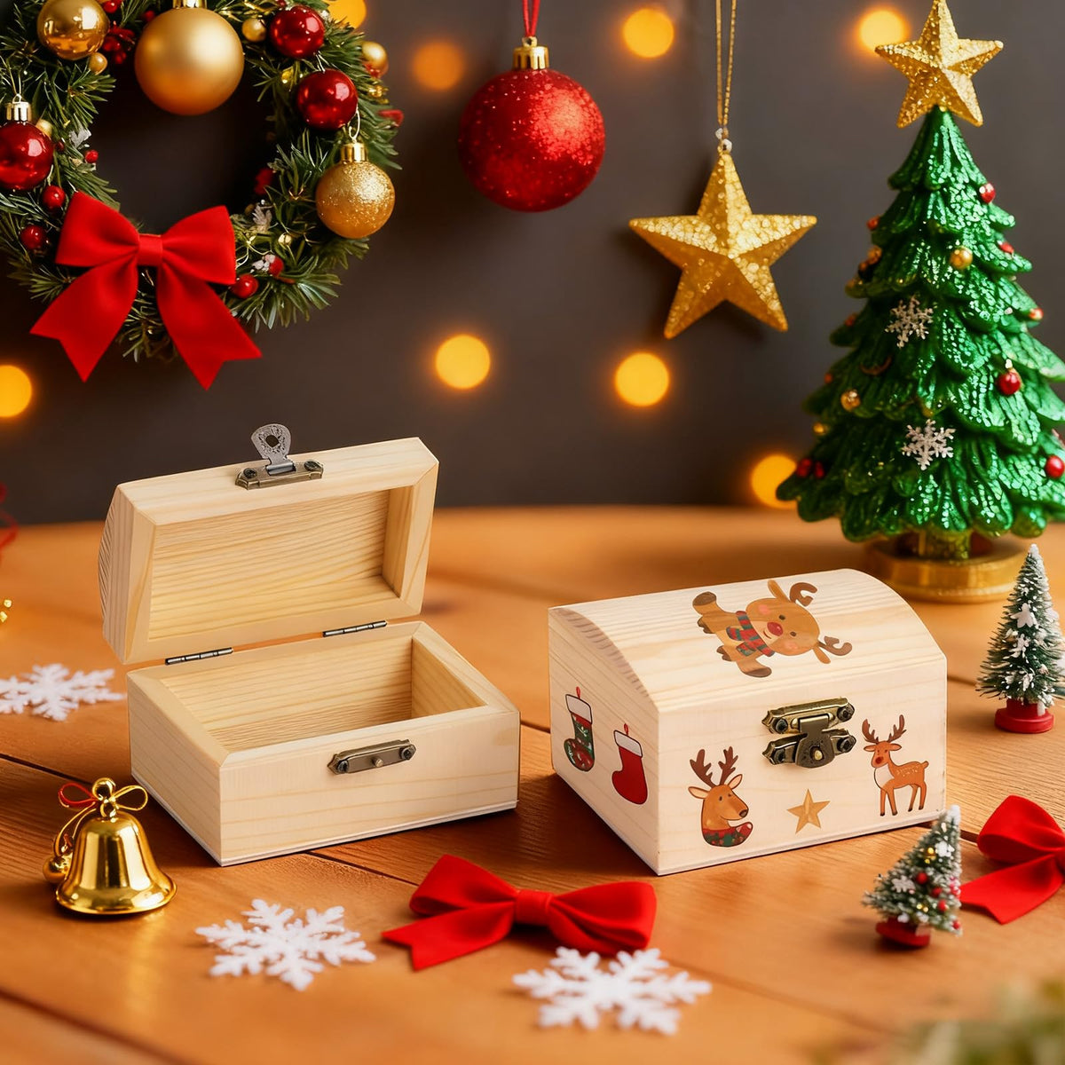 10Pcs Small Wooden Boxes for Crafts, Unfinished Wood Box with Lids, Mini Treasure Chest Small Craft Box, Jewelry DIY Mini Craft Boxes to Paint for Kids Adults Classroom Party Handmade (3.5 x 2 x 2in)