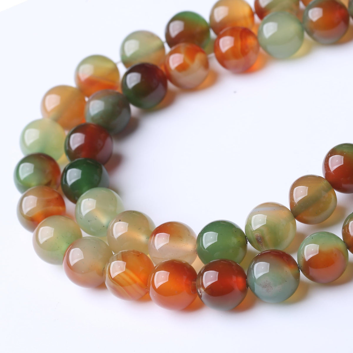 Natural Peacock Agate Stone Gemstone Round Crystal Energy Jade Beads for Jewelry Making DIY Bracelet Necklace - 1 Strand 15.5inch 35PCS 10MM