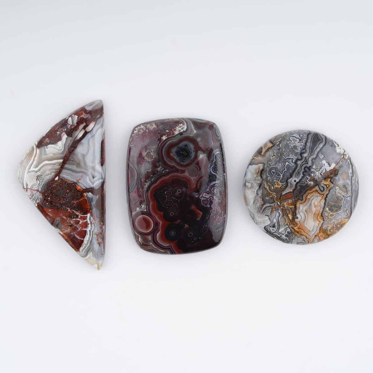 ColouredRocks (3pcs. (25-35MM.) BIG CRAZY LACE AGATE, Mix Shape, Natural Cabochon Crystals, Loose Gemstone, Wholesale Polished Supply, Jewelry Making, DIY Craft, Gem Collection