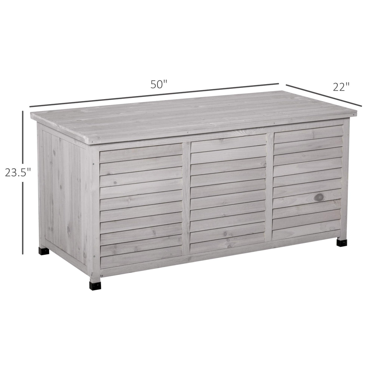 Havemies 75 Gallon Wooden Deck Box, Outdoor Storage Container with Aerating Gap & Weather-Fighting Finish, Grey